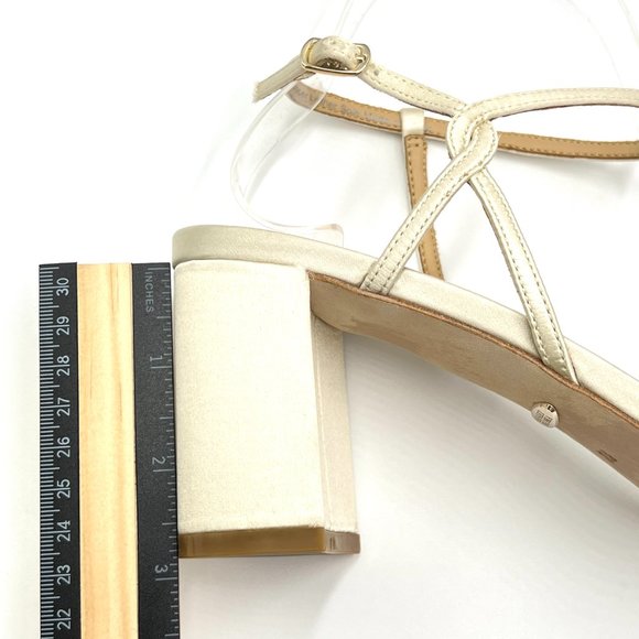 Badgley Mischka Size 8.5 Blaine Ivory Satin Jeweled Dress Sandals Heels Shoes - Picture 12 of 12